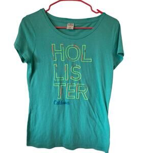 Hollister Womens Short Sleeve Y2K Top Size Medium Aqua Blue Color